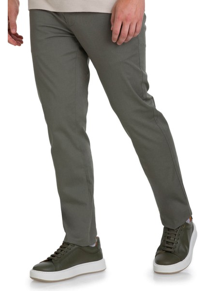 Haki Regular Fit Desenli Yandan Cepli Pamuklu Jogger Pantolon