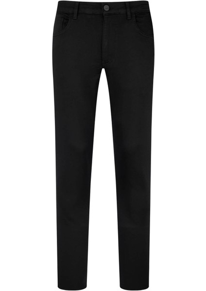 Siyah Slim Fit Pamuklu 5 Cep Kanvas Pantolon