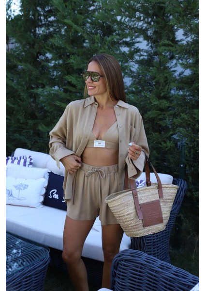 Camel Cep Detay Oversize Gömlek fırsatları