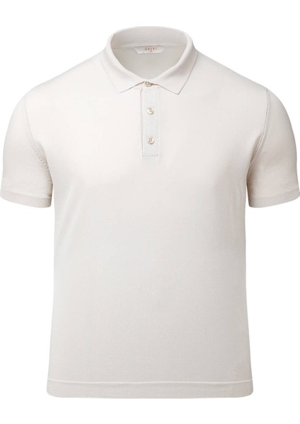 Ekru Regular Fit Polo Yaka Rayon Tişört