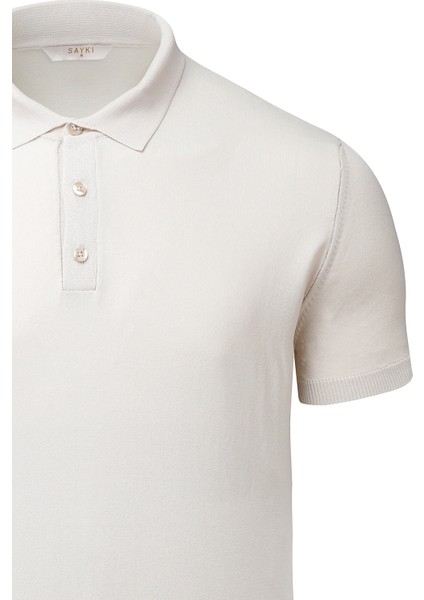 Ekru Regular Fit Polo Yaka Rayon Tişört fiyatları