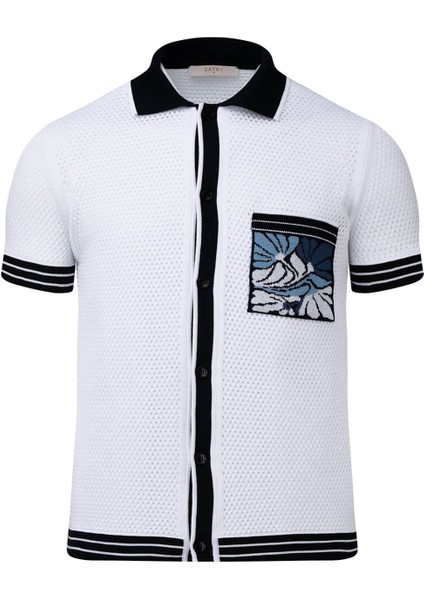 Beyaz Regular Fit Polo Yaka Pamuklu Tişört