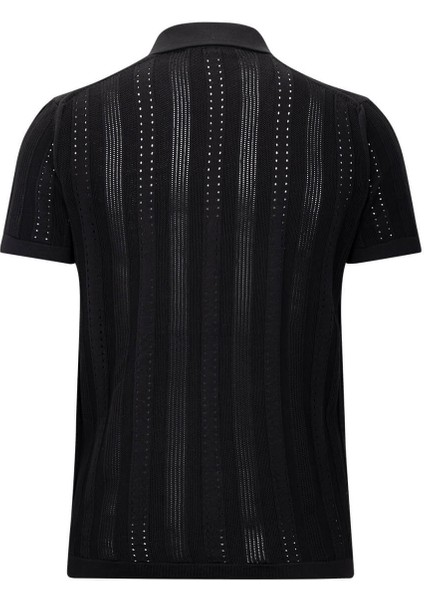 Siyah Regular Fit Apaş Yaka Gömlek Tişört fiyatları