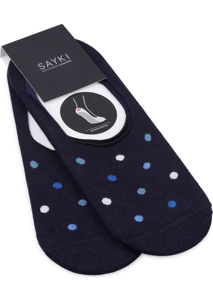 Lacivert Puantiyeli Pamuklu Ikili Babet Çorap