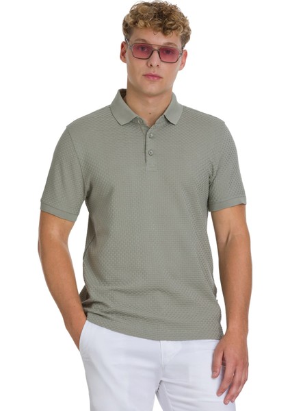 Haki Regular Fit 100% Pamuk Polo Yaka Merserize Tişört