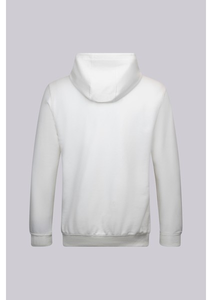 Beyaz Regular Pamuklu Kapüşonlu Kanguru Cepli Sweatshirt fiyatları