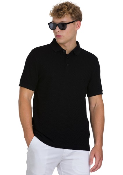 Siyah Regular Fit 100% Pamuk Polo Yaka Merserize Tişört modelleri