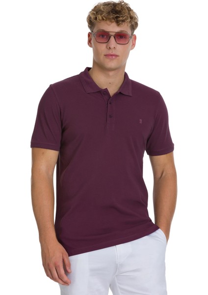 Mor Regular Fit 100% Pamuklu Polo Yaka Tişört