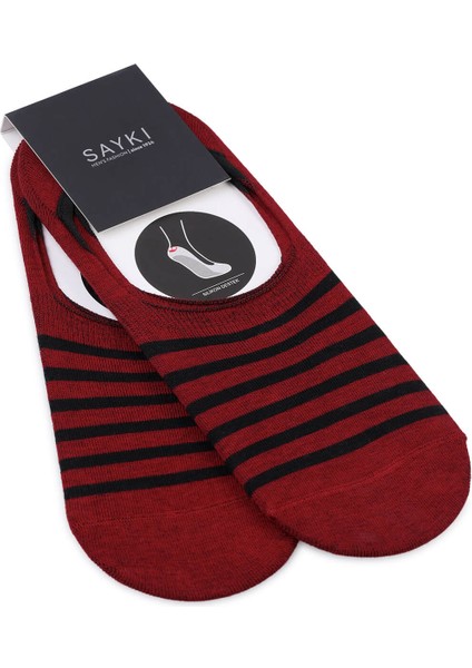 Bordo Desenli Pamuklu Ikili Babet Çorap