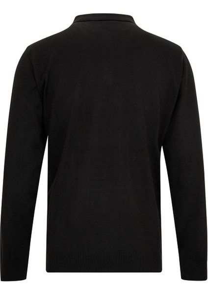 Siyah Regular Fit Polo Yaka Yünlü Kazak fiyatları