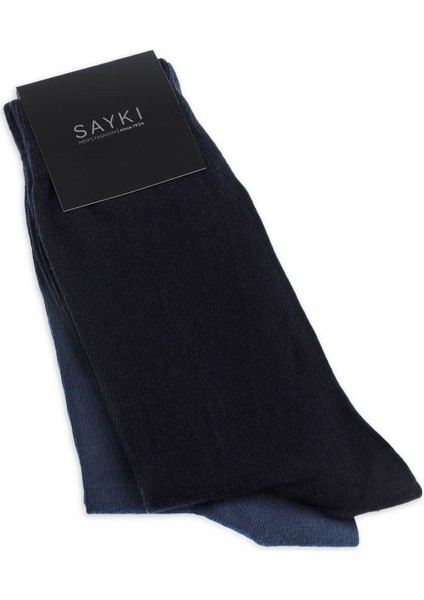 Lacivert Ikili Pamuklu Çorap