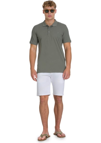 Zeytin Yeşili Regular Fit 100% Pamuklu Polo Yaka Tişört fiyatları