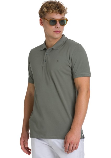 Zeytin Yeşili Regular Fit 100% Pamuklu Polo Yaka Tişört modelleri