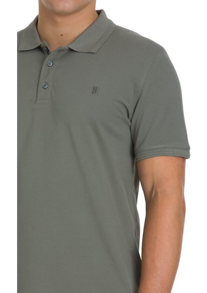 Zeytin Yeşili Regular Fit 100% Pamuklu Polo Yaka Tişört fırsatları