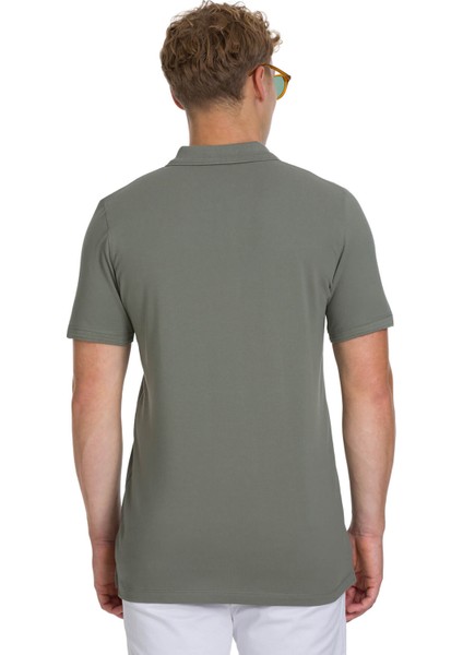 Zeytin Yeşili Regular Fit 100% Pamuklu Polo Yaka Tişört indirimleri