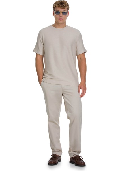Bej Regular Fit Yandan Cep Pamuklu Jogger Pantolon