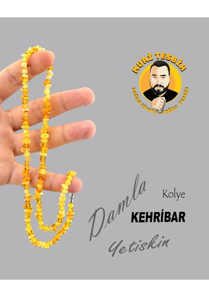 Damla Kehribar Yetişkin Kolye