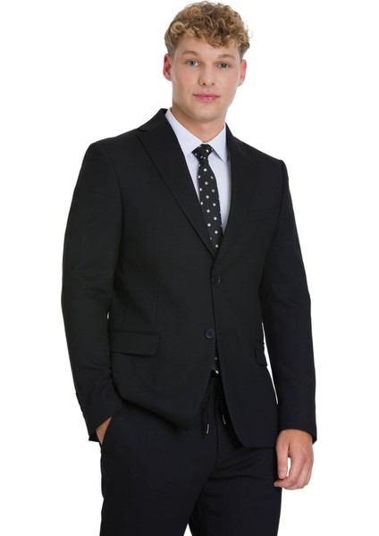 Siyah Slim Fit Mono Yaka Klasik Takım Elbise fiyatları