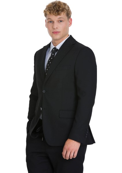 Siyah Slim Fit Mono Yaka Klasik Takım Elbise modelleri