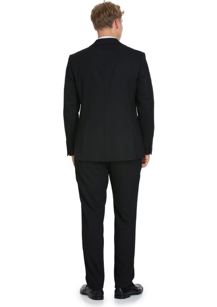Siyah Slim Fit Mono Yaka Klasik Takım Elbise