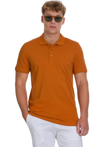 Kahverengi Regular Fit 100% Pamuklu Polo Yaka Tişört