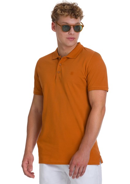 Kahverengi Regular Fit 100% Pamuklu Polo Yaka Tişört modelleri