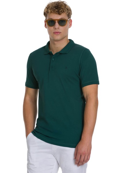 Yeşil Regular Fit 100% Pamuklu Polo Yaka Tişört