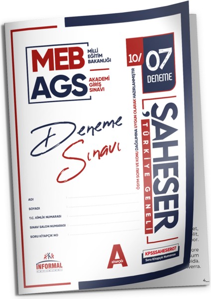 2026 Meb Ags Şaheser Yeni Sistem 5 Adet 6-7-8-9-10 Nolu Kurumsal Çözümlü Deneme (Tg Değerlendirme) modelleri
