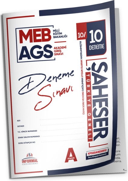 2026 Meb Ags Şaheser Yeni Sistem 5 Adet 6-7-8-9-10 Nolu Kurumsal Çözümlü Deneme (Tg Değerlendirme)