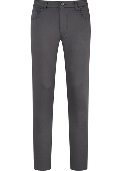 Antrasit Slim Fit Pamuklu 5 Cep Kanvas Pantolon