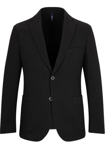 Siyah Slim Fit Mono Yaka Klasik Ceket