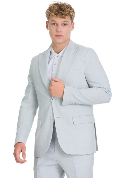 Mavi Slim Fit Sivri Yaka Keten Takım Elbise fiyatları