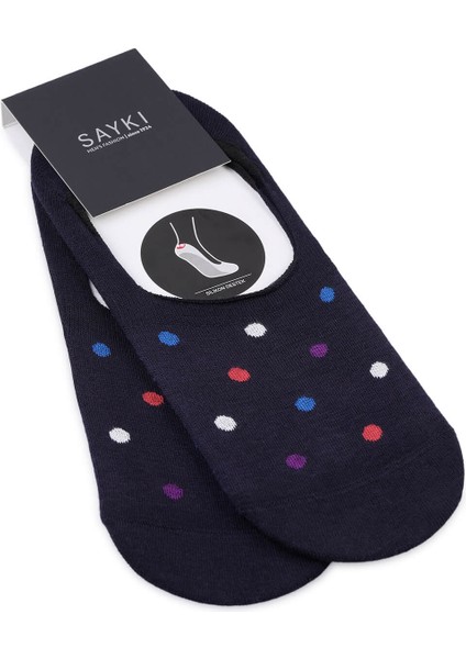 Mor Puantiyeli Pamuklu Ikili Babet Çorap