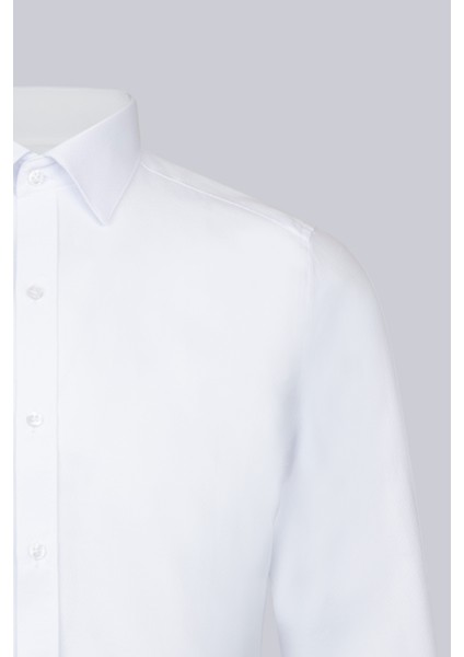 Beyaz Slim Fit Desenli Slim Yaka Pamuklu Uzun Kollu Klasik Gömlek modelleri