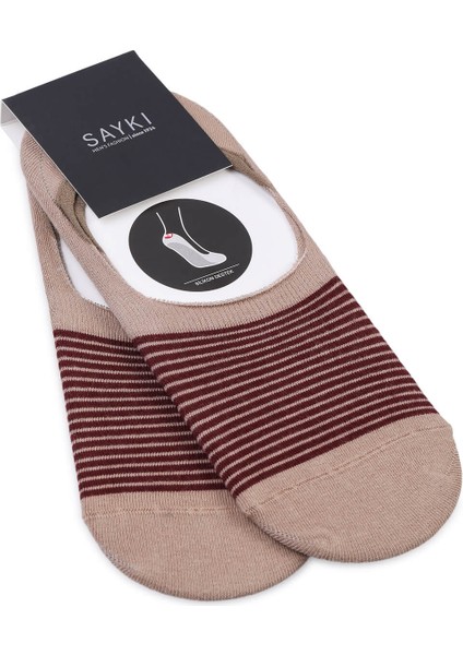 Bordo Desenli Pamuklu Ikili Babet Çorap