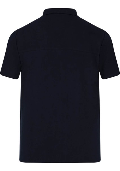 Lacivert Regular Fit Apaş Yaka Keten Gömlek modelleri