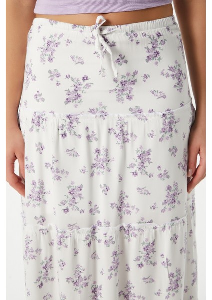 Kadın Rebekka Çiçekli Lila Astarlı Uzun Etek 17639 indirimleri