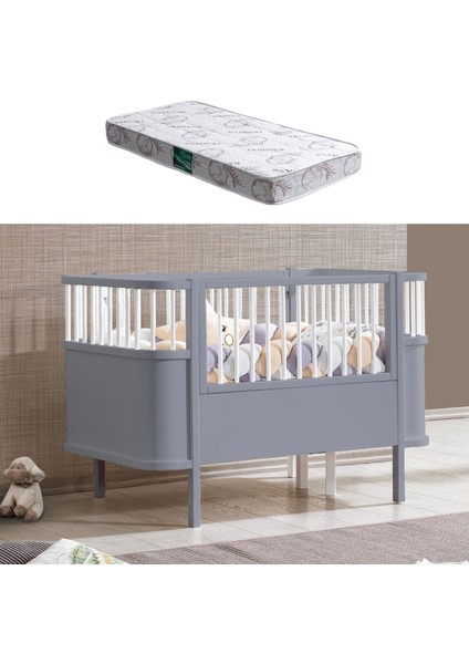 Mdf Beşik, 90X130 Trend Büyüyen Beşik, 90X190 Trend Karyola, Antrasit + 1 Adet 90X130 Comfort Yatak