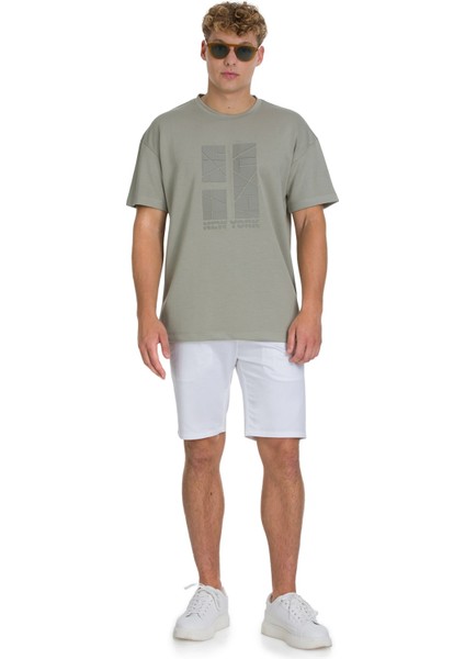 Haki Regular Fit Bisiklet Yaka Oversize Tişört fiyatları