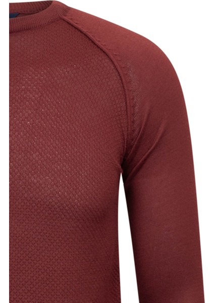 Kiremit Regular Fit Bisiklet Yaka Yünlü Triko Kazak modelleri