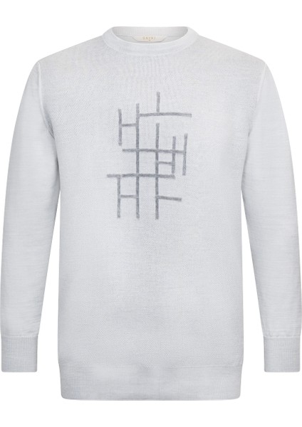 Gri Regular Fit Jakarlı Bisiklet Yaka Yünlü Triko Kazak