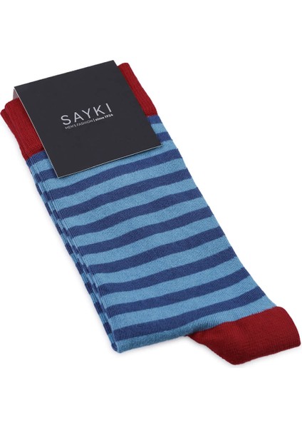 Kırmızı Çizgili Pamuklu Soket Çorap