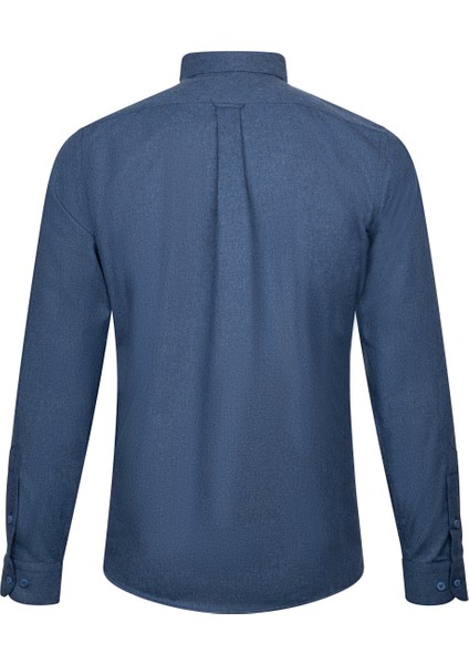 Lacivert Slim Fit Düğmeli Yaka Pamuklu Uzun Kollu Gömlek fiyatları
