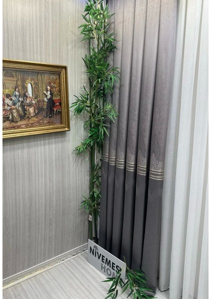 Nivemeshome Titus Gümüş FJ632145 V-5422 1/3 Sık Pileli Fon Perde Apm