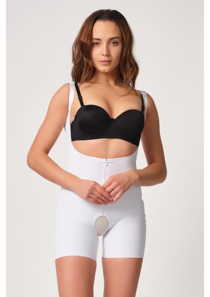 Beyaz Mı Emay 2834 Göğsü Açık Ferumalı Tül Popo Boy Lazer Korse