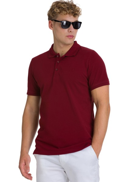 Bordo Regular Fit 100% Pamuklu Polo Yaka Tişört