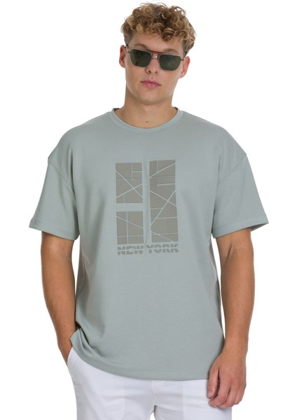 Gri Regular Fit Bisiklet Yaka Oversize Tişört