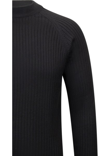 Siyah Regular Fit Fitilli Çeyrek Balıkçı Yaka Pamuklu Triko Kazak modelleri