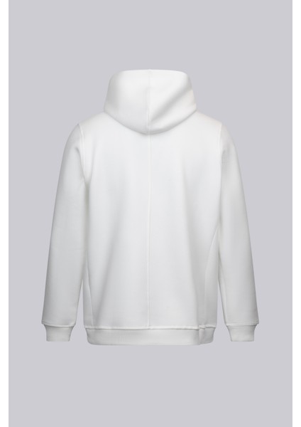 Beyaz Regular Fit Pamuklu Tam Fermuarlı Kapüşonlu Sweatshirt fiyatları