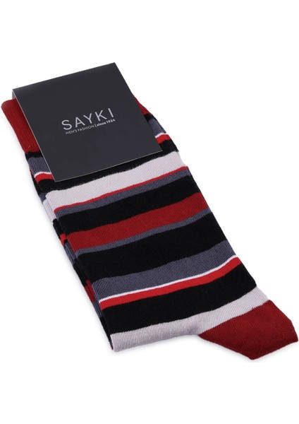 Bordo Desenli Pamuklu Soket Çorap